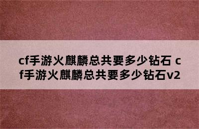 cf手游火麒麟总共要多少钻石 cf手游火麒麟总共要多少钻石v2